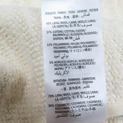 Gucci 490346 Wool Cotton Front Open Tweed Collarless Coat Ivory M Made In Italy