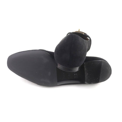 Hermes Bilbao Gold Hardware Kelly Buckle Square Toe Suede Leather Flat Pumps