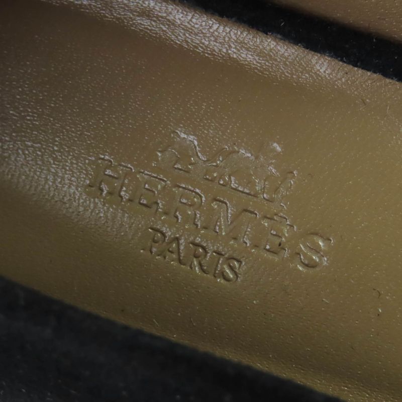 Hermes Bilbao Gold Hardware Kelly Buckle Square Toe Suede Leather Flat Pumps
