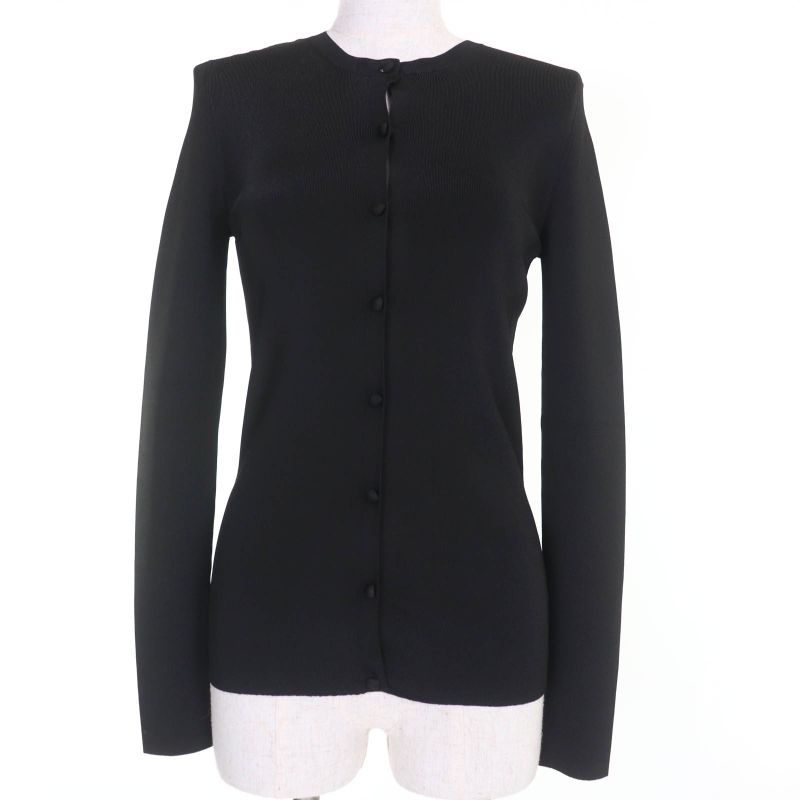 Balenciaga 620997 Long Sleeve Knit Cardigan With Logo Black M Made In Italy