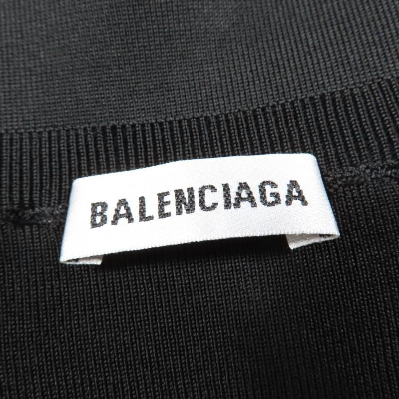 Balenciaga 620997 Long Sleeve Knit Cardigan With Logo Black M Made In Italy