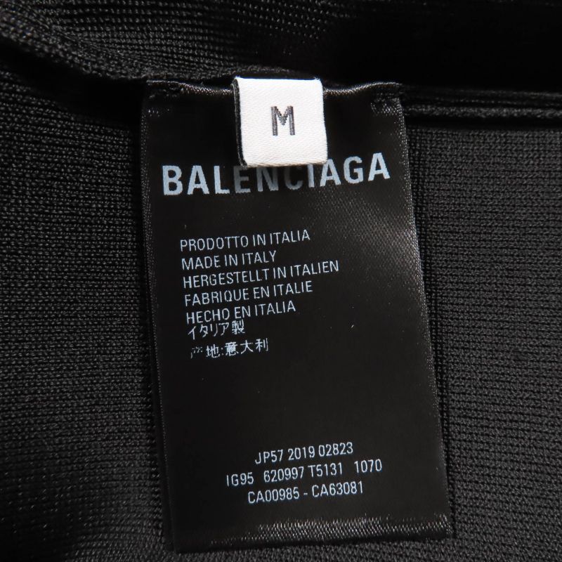 Balenciaga 620997 Long Sleeve Knit Cardigan With Logo Black M Made In Italy