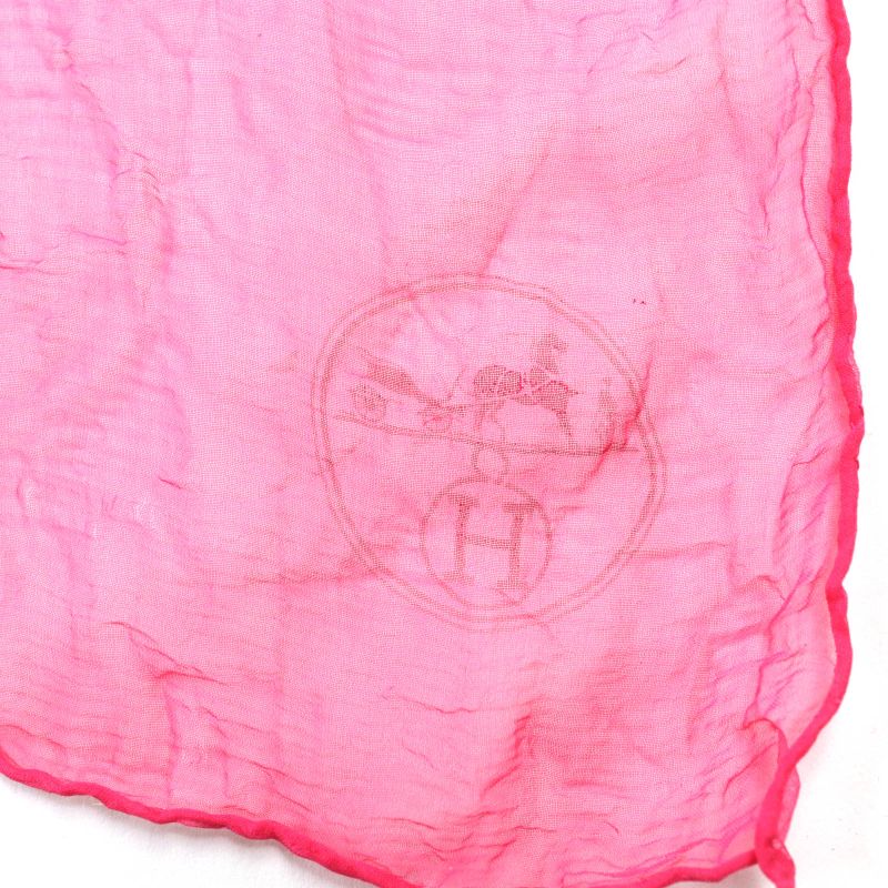 Hermes Carré 140 100% Silk With Logo Gradient Large Size Chiffon Scarf Pink