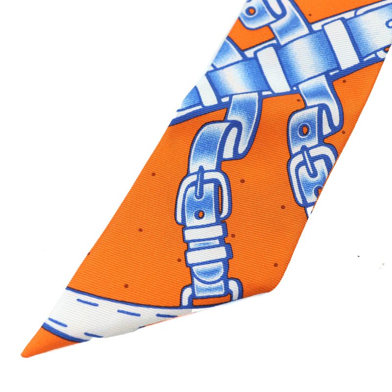 Hermes Bella 100% Silk Belt Pattern Chouche Hair Tie Hair Tie Hair Accessory