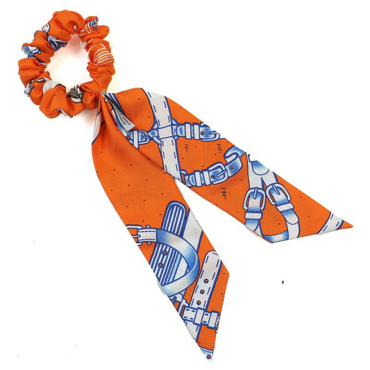 Hermes Bella 100% Silk Belt Pattern Chouche Hair Tie Hair Tie Hair Accessory