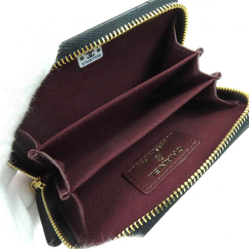 CHANEL Classic Coin Purse Caviar Skin Coco Mark Random Serial Zip Coin Case