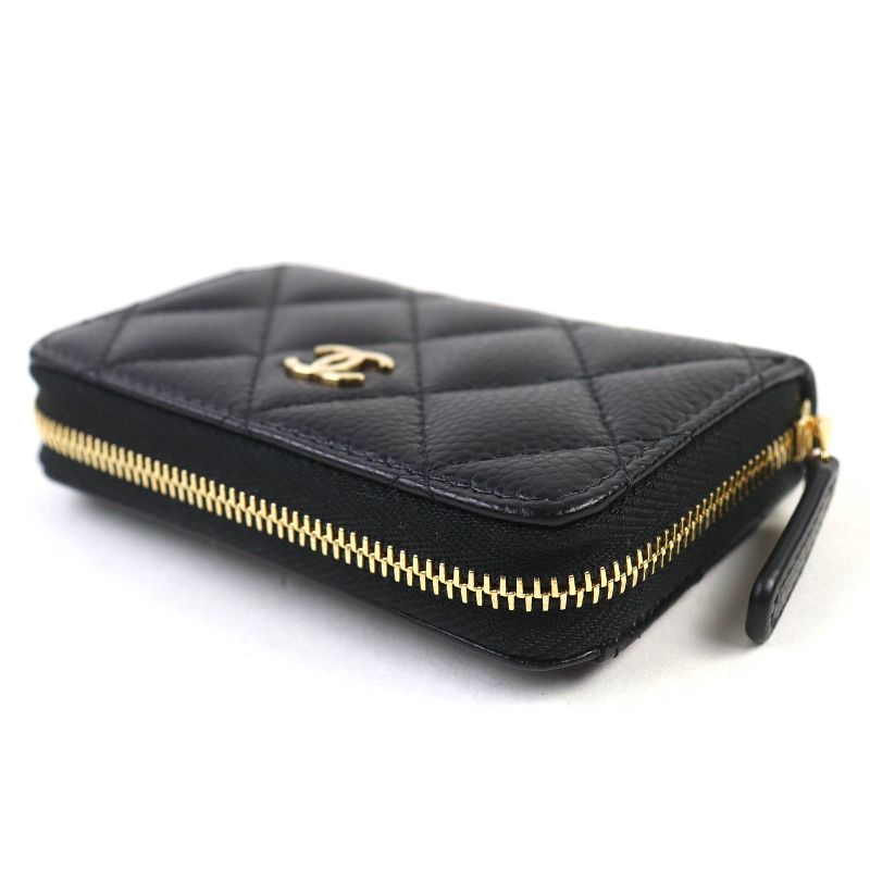 CHANEL Classic Coin Purse Caviar Skin Coco Mark Random Serial Zip Coin Case
