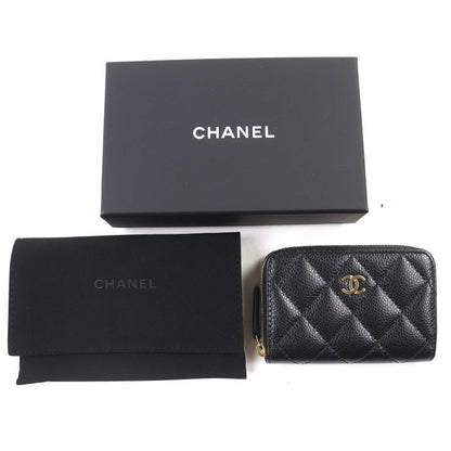 CHANEL Classic Coin Purse Caviar Skin Coco Mark Random Serial Zip Coin Case
