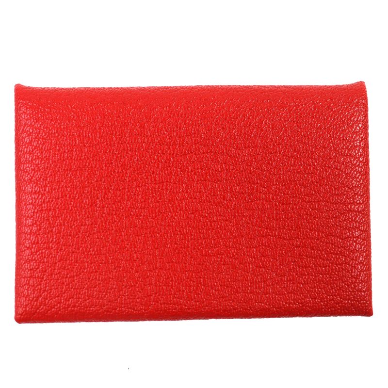 Hermes Calvi Chèvre Rouge Coup Silver Hardware Iwataya Limited Business Card