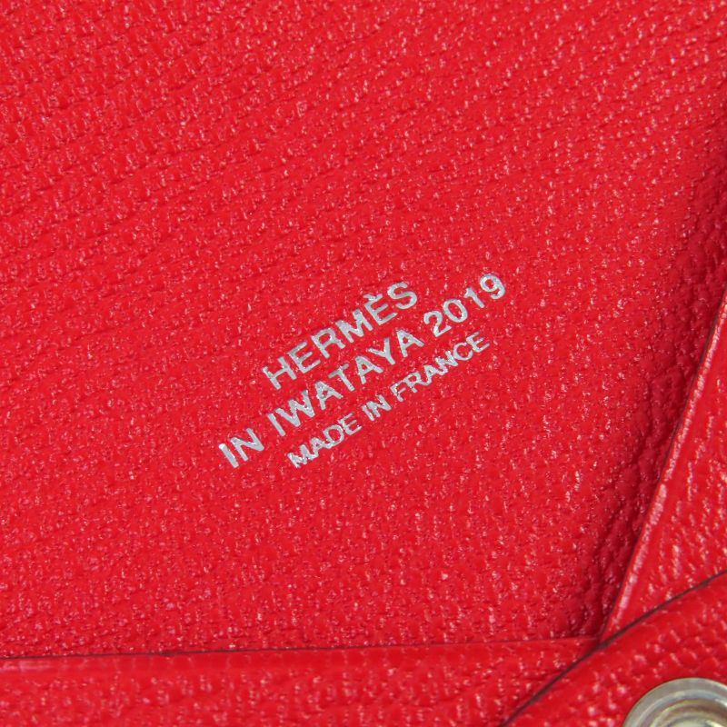 Hermes Calvi Chèvre Rouge Coup Silver Hardware Iwataya Limited Business Card