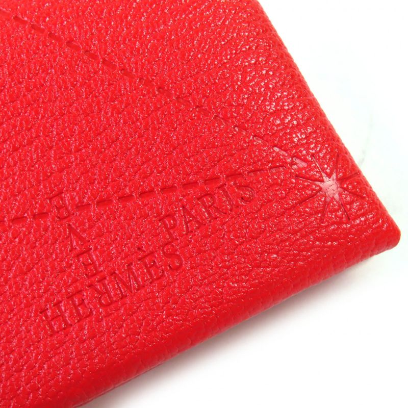 Hermes Calvi Chèvre Rouge Coup Silver Hardware Iwataya Limited Business Card