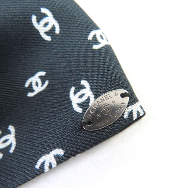 CHANEL 25P 100% Silk Coco Mark Design Ribbon Barrette Hair Accessory Black With