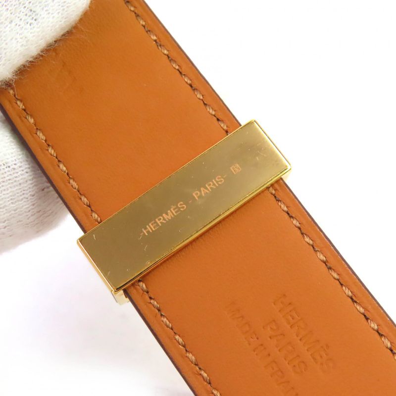 Hermes Collier De Chien 24 Leather Gold Pink Gold Hardware Bangle Bracelet T2 D