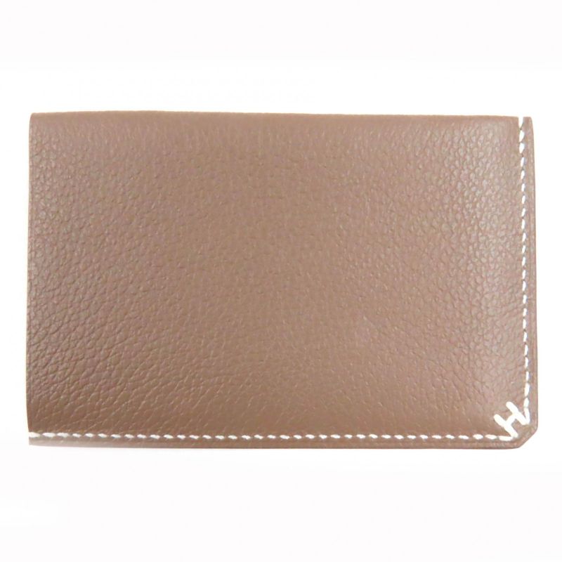 Hermes H Serie H Vaux Evercolor Etoupe H Bias Stitch Card Case Engraved B With
