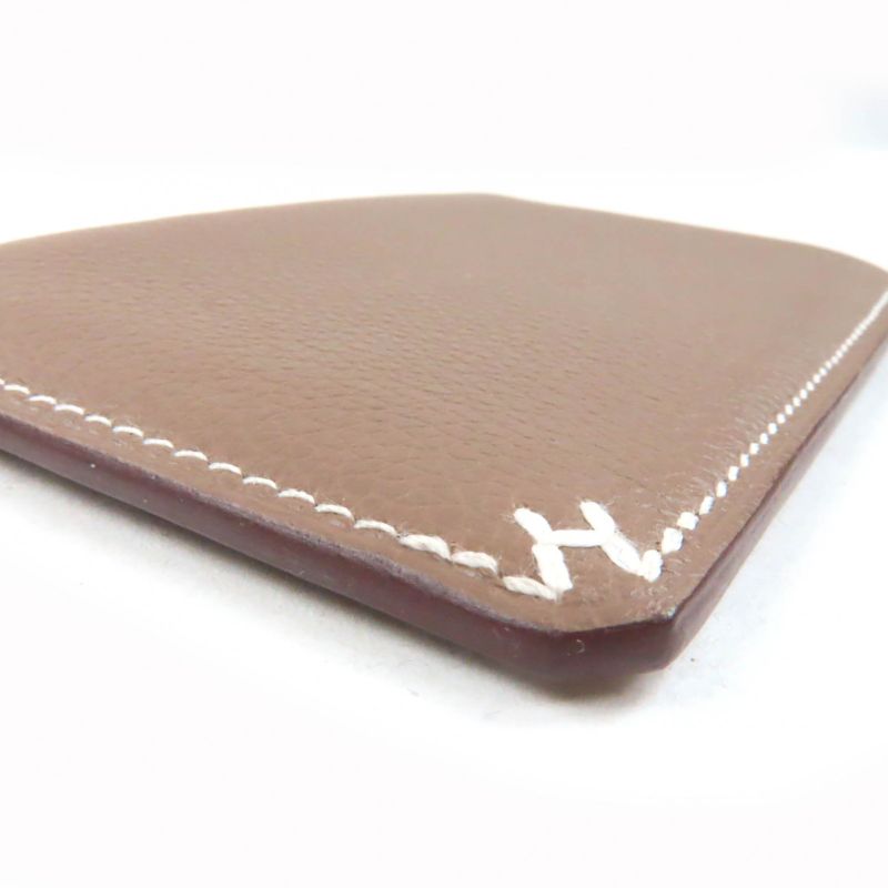 Hermes H Serie H Vaux Evercolor Etoupe H Bias Stitch Card Case Engraved B With