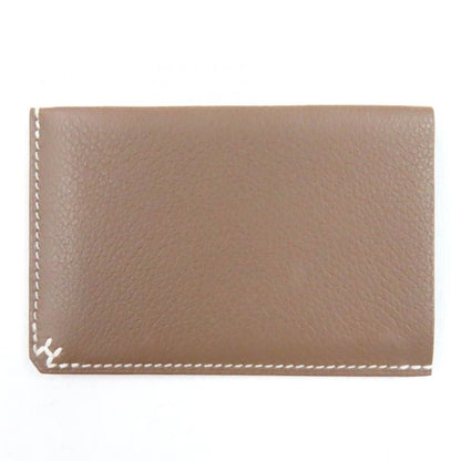 Hermes H Serie H Vaux Evercolor Etoupe H Bias Stitch Card Case Engraved B With