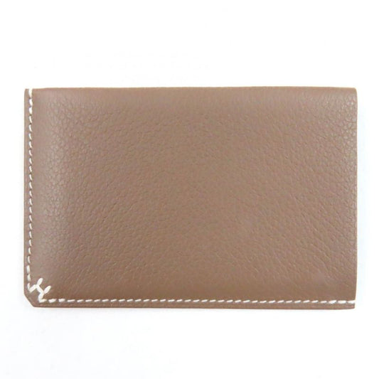 Hermes H Serie H Vaux Evercolor Etoupe H Bias Stitch Card Case Engraved B With