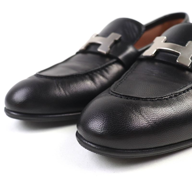 Hermes 201199z Moccasins Paris Silver Hardware H Logo Constance Leather Loafers