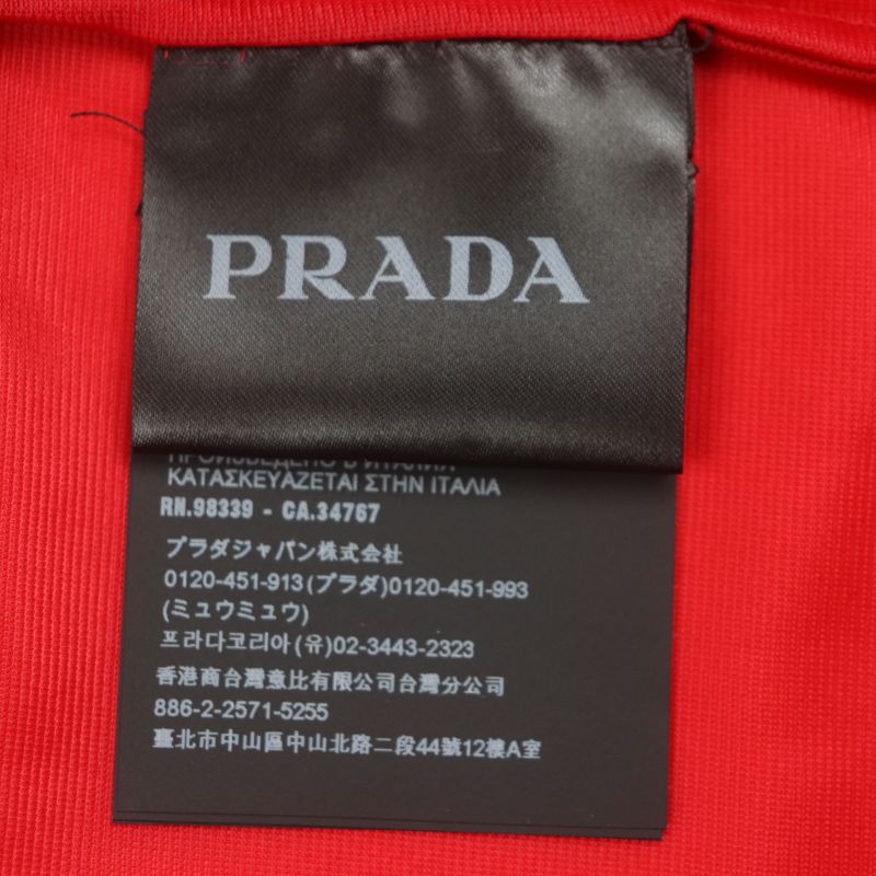 Prada Ucn203 Nylon Ruffle Design Long Sleeve Long Sleeve Shirt Red 41 Made In
