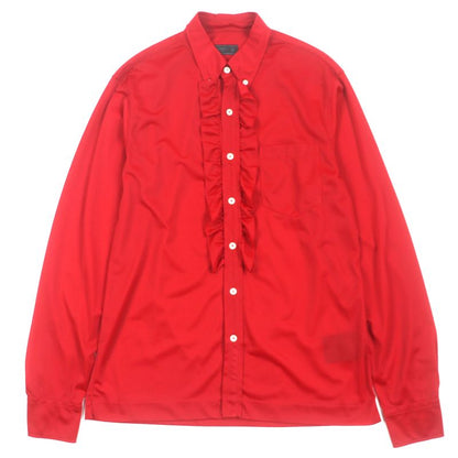 Prada Ucn203 Nylon Ruffle Design Long Sleeve Long Sleeve Shirt Red 41 Made In