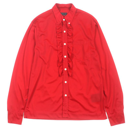 Prada Ucn203 Nylon Ruffle Design Long Sleeve Long Sleeve Shirt Red 41 Made In