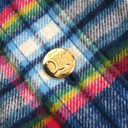 Celine 2w16b029x 100% Cotton Triomphe Gold Button Quilted Check Oversized