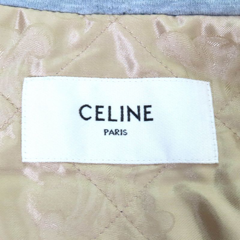 Celine 2w16b029x 100% Cotton Triomphe Gold Button Quilted Check Oversized