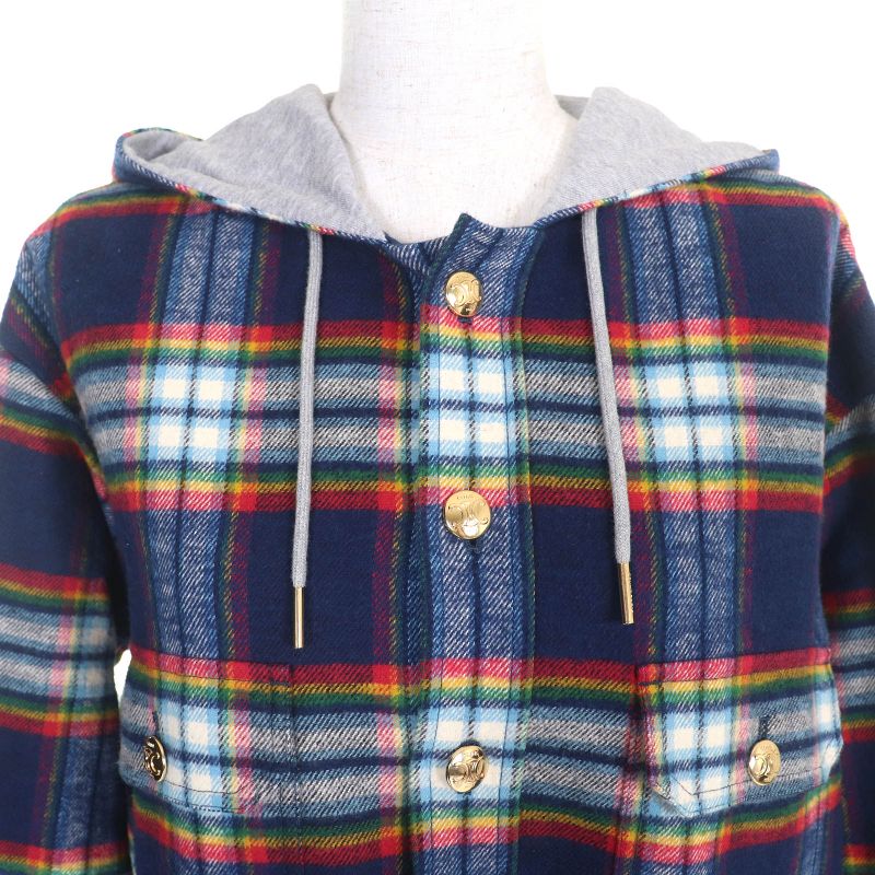 Celine 2w16b029x 100% Cotton Triomphe Gold Button Quilted Check Oversized