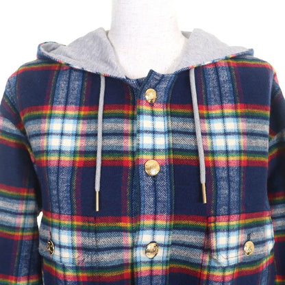 Celine 2w16b029x 100% Cotton Triomphe Gold Button Quilted Check Oversized