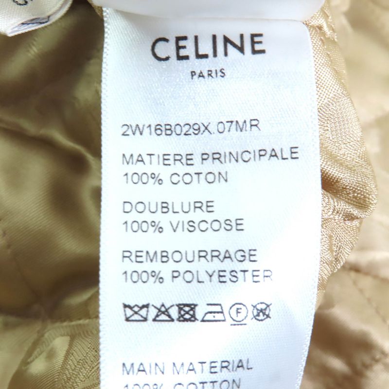 Celine 2w16b029x 100% Cotton Triomphe Gold Button Quilted Check Oversized