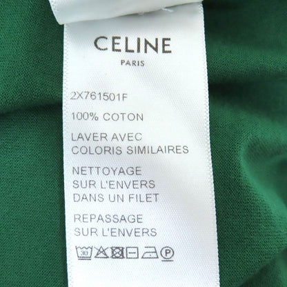 Celine 2x761501f 100% Cotton Logo Crew Neck Cropped Short Sleeve T-shirt Green
