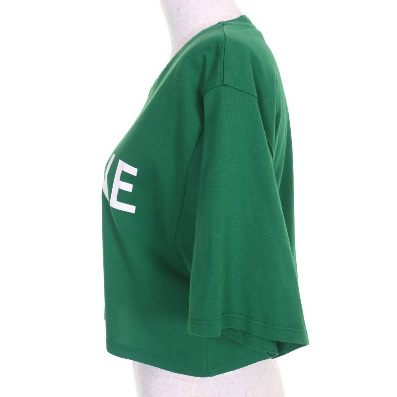 Celine 2x761501f 100% Cotton Logo Crew Neck Cropped Short Sleeve T-shirt Green