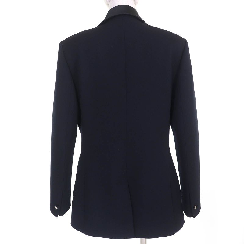 Hermes 2025 5e0299dh Virgin Wool Silk Blend H Logo Button Peaked Lapel Single