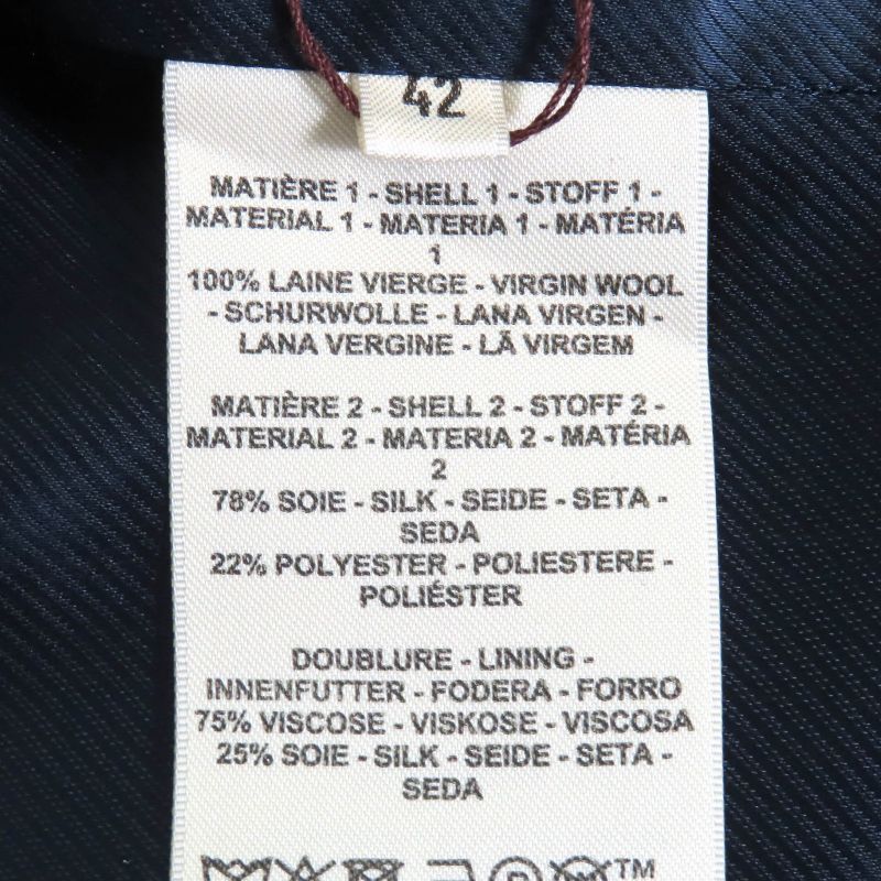 Hermes 2025 5e0299dh Virgin Wool Silk Blend H Logo Button Peaked Lapel Single