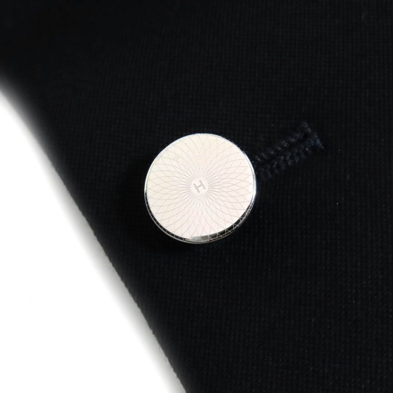 Hermes 2025 5e0299dh Virgin Wool Silk Blend H Logo Button Peaked Lapel Single