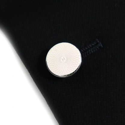 Hermes 2025 5e0299dh Virgin Wool Silk Blend H Logo Button Peaked Lapel Single