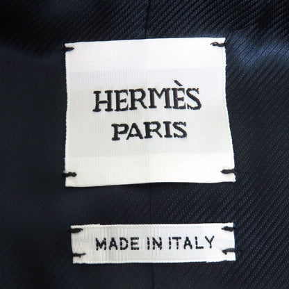 Hermes 2025 5e0299dh Virgin Wool Silk Blend H Logo Button Peaked Lapel Single