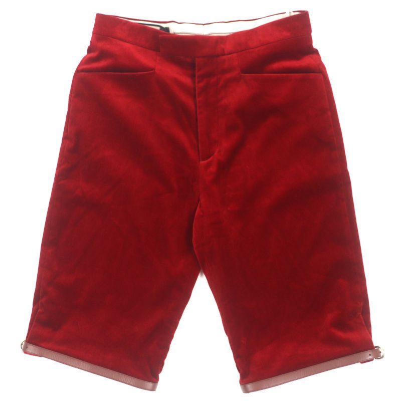Gucci 675281 Cotton Boutique Leather Used Velour Shorts With Hem Belt Design