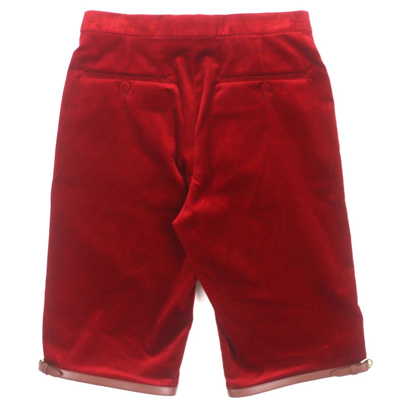 Gucci 675281 Cotton Boutique Leather Used Velour Shorts With Hem Belt Design