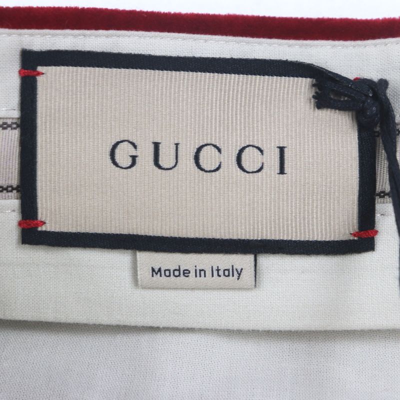 Gucci 675281 Cotton Boutique Leather Used Velour Shorts With Hem Belt Design