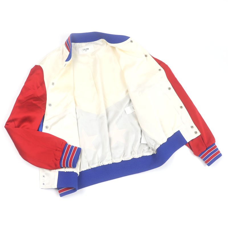 Celine 2v35n851c American Teddy Blouson Eddie Period Sequined Stajan Ivory Red