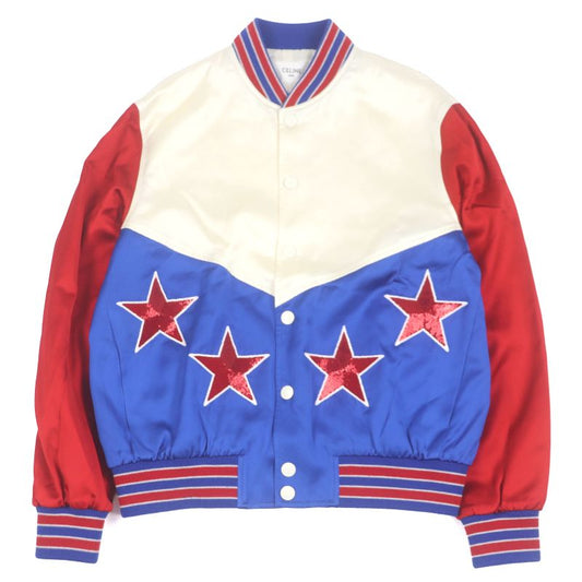 Celine 2v35n851c American Teddy Blouson Eddie Period Sequined Stajan Ivory Red