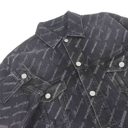 Balenciaga 23SS 724738 Logo Denim Jacket Black S Men's