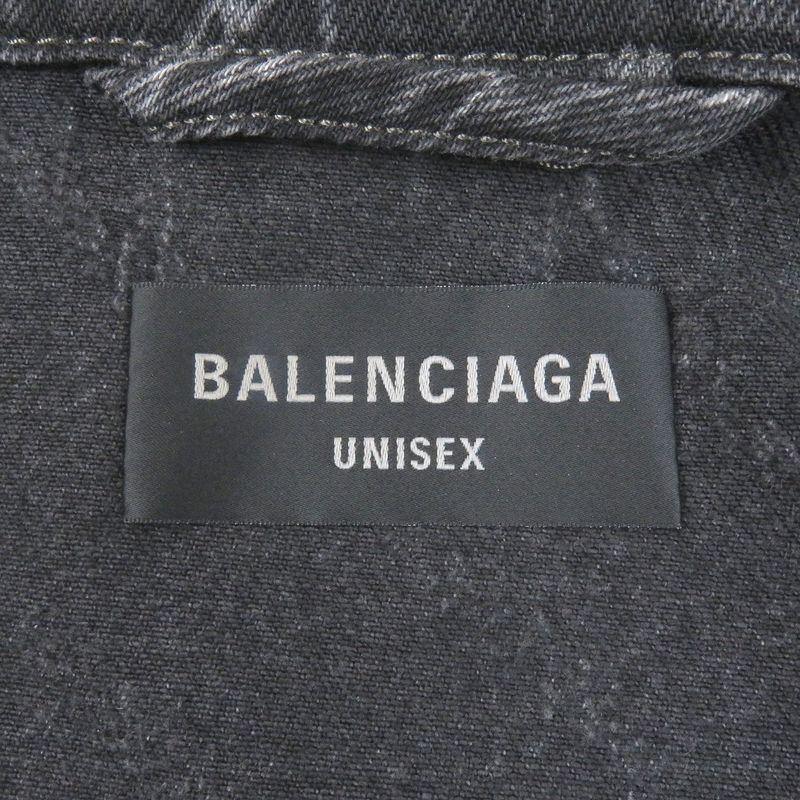 Balenciaga 23SS 724738 Logo Denim Jacket Black S Men's