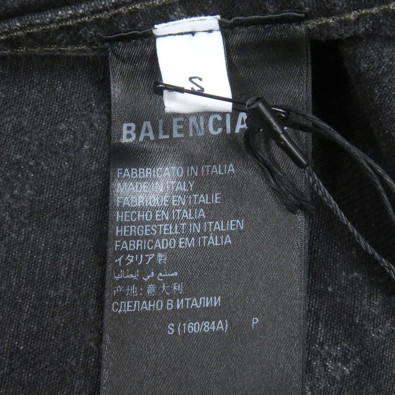 Balenciaga 23SS 724738 Logo Denim Jacket Black S Men's