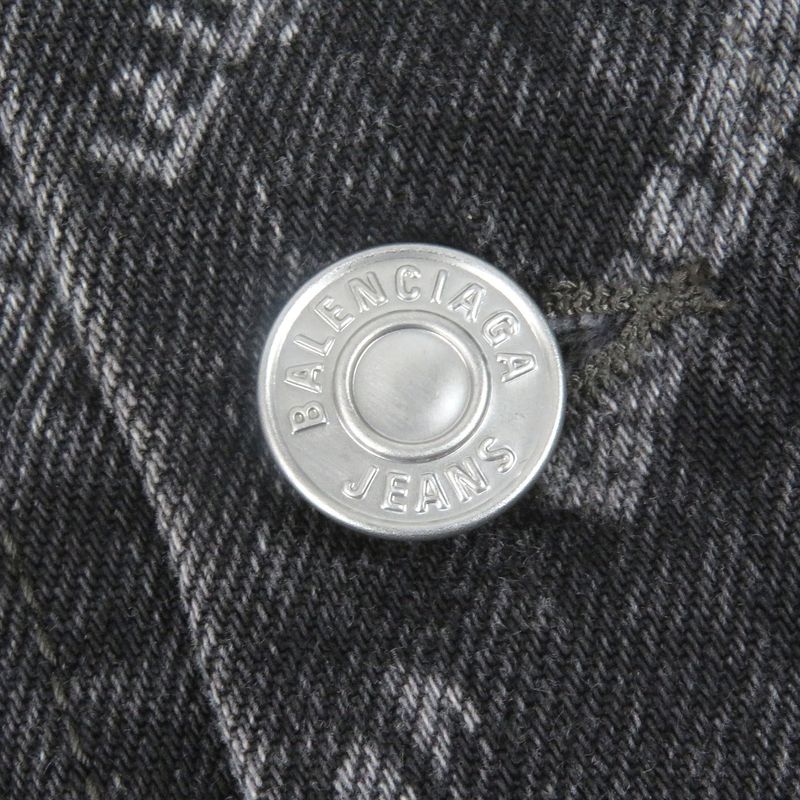 Balenciaga 23SS 724738 Logo Denim Jacket Black S Men's