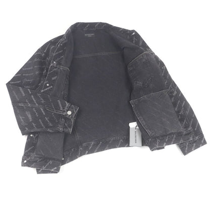 Balenciaga 23SS 724738 Logo Denim Jacket Black S Men's