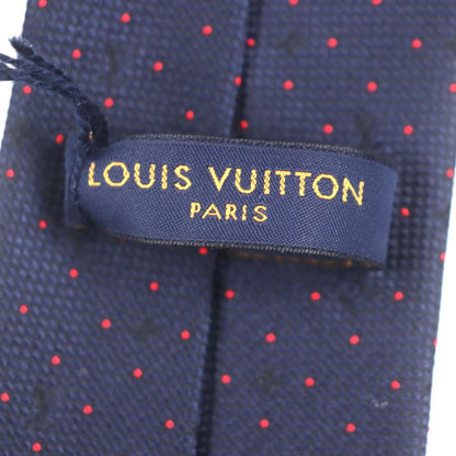  Louis Vuitton M75940 100% Silk Cravat Monogram LV Dotted Tie Navy With Box
