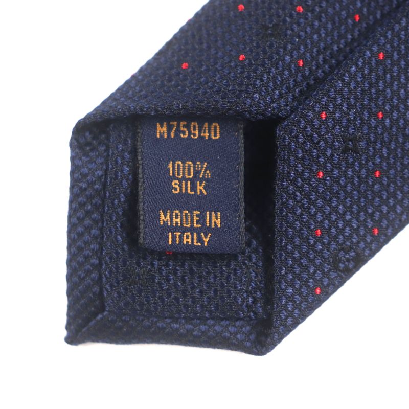  Louis Vuitton M75940 100% Silk Cravat Monogram LV Dotted Tie Navy With Box