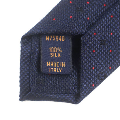  Louis Vuitton M75940 100% Silk Cravat Monogram LV Dotted Tie Navy With Box